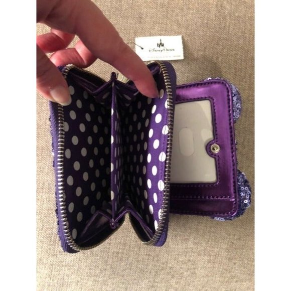 Loungefly Rare Grail Disney Parks Purple Potion Mini Backpack Wallet Minnie Ears - Picture 11 of 13